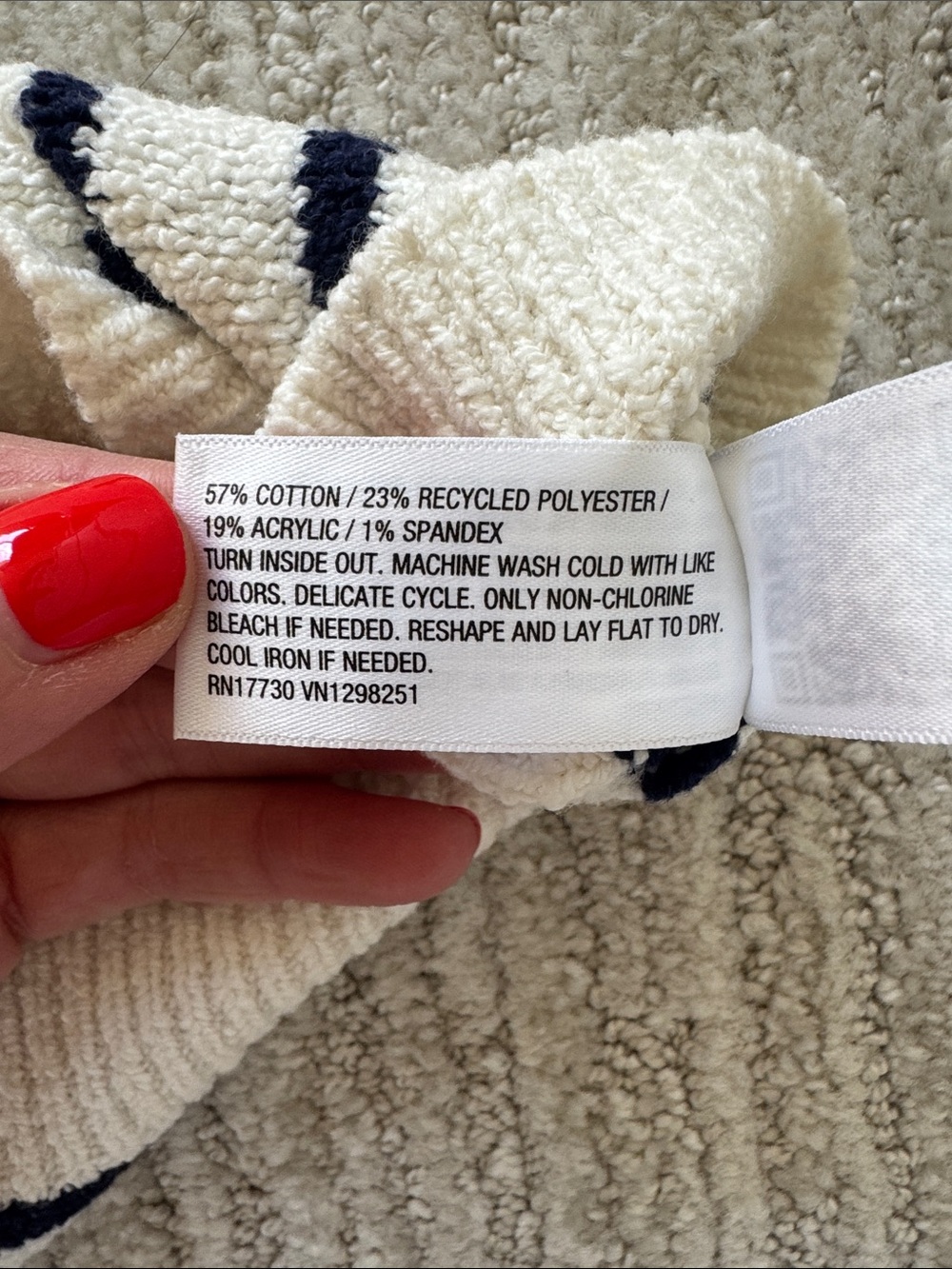 Banana Republic Cream & Navy Striped Short-Sleeve Sweater - Picture 5 of 5